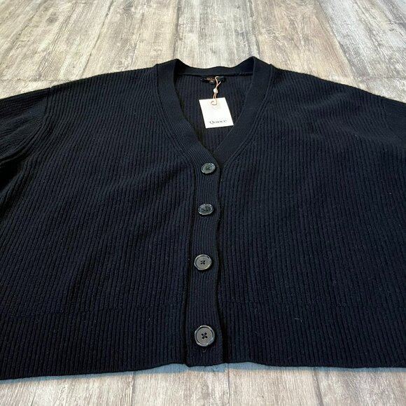 NWT! Quince Mongolian Cashmere Fisherman Boxy Cropped Cardigan Sweater, Black XL - Picture 6 of 14